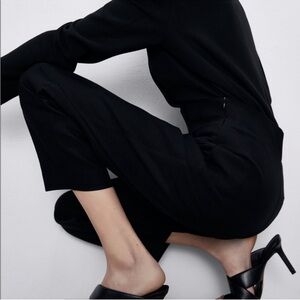 Zara Black Tapered High-Waisted Trousers